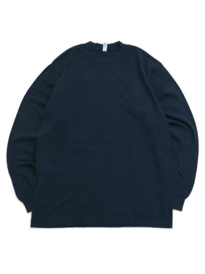 画像1: LOS ANGELES APPAREL 6.5oz GARMENT DYED CREW L/S TEE-NAVY