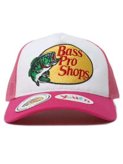 画像2: 【KIDS】BASS PRO SHOPS YOUTH EMB LOGO MESH TRUCKER CAP PINK/WHT