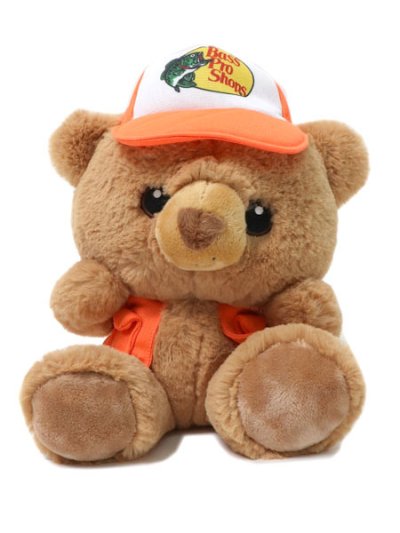 画像1: BASS PRO SHOPS PLUSH STUFFED TRUCKER CAP BEAR ORANGE