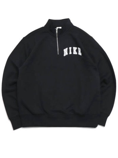 画像1: NIKE CLUB BB ARCH HALF ZIP LS TOP-BLACK/WHITE