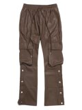 【送料無料】EPTM. FAUX LEATHER SNAP FLARE PANT-BROWN