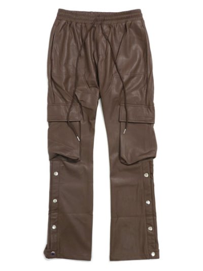 画像1: 【送料無料】EPTM. FAUX LEATHER SNAP FLARE PANT-BROWN