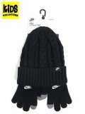 【KIDS】NIKE YTH CABLE GIFTING BEANIE SET-BLACK