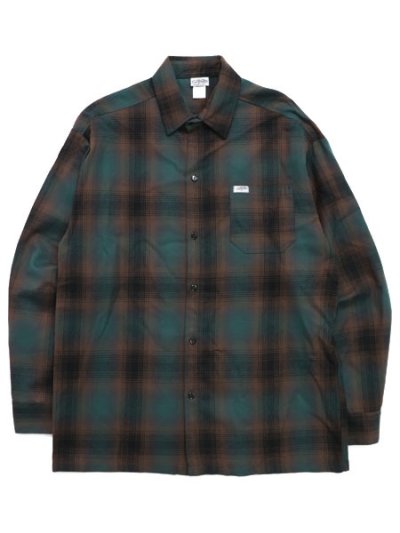 画像1: CALTOP FL PLAID L/S SHIRT GREEN/BROWN