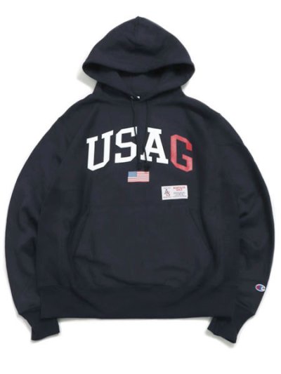 画像1: 【送料無料】ACAPULCO GOLD USAG HOODED SWEATSHIRT NAVY