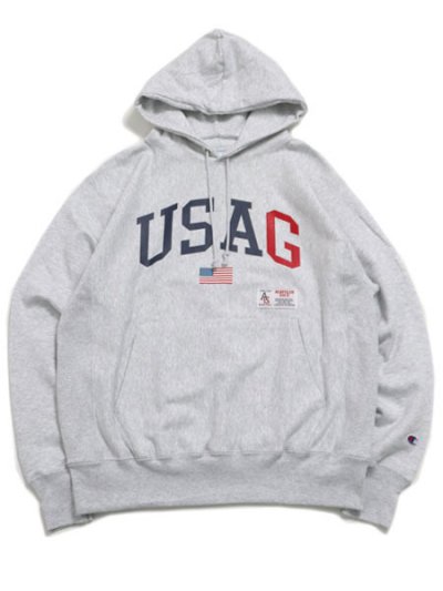 画像1: 【送料無料】ACAPULCO GOLD USAG HOODED SWEATSHIRT SILVER GREY