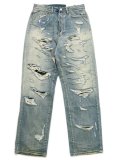 【送料無料】mnml ULTRA BAGGY DISTRESSED DENIM VINTAGE BLU