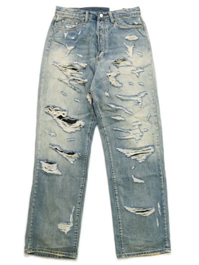 画像1: 【送料無料】mnml ULTRA BAGGY DISTRESSED DENIM VINTAGE BLU