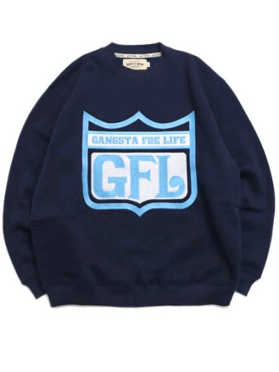 画像1: 【送料無料】WEST WEAR GFL EMBROIDERY LOGO CREWNECK NVY/SKY BLU