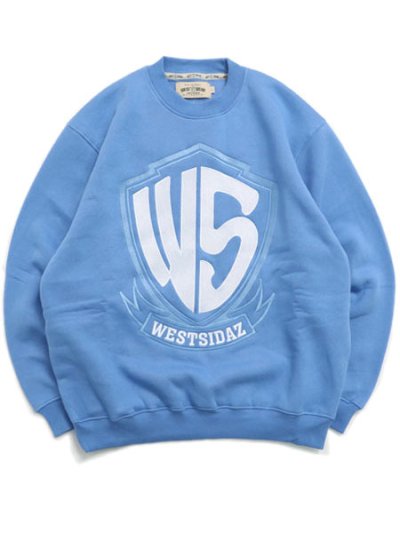 画像1: 【送料無料】WEST WEAR WS EMBROIDERY LOGO CREWNECK SAXE BLUE/WH