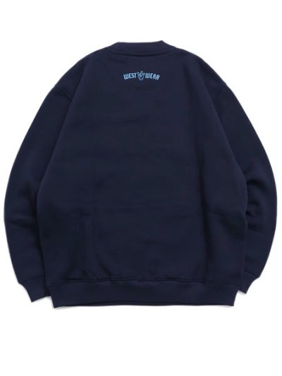 画像2: 【送料無料】WEST WEAR GFL EMBROIDERY LOGO CREWNECK NVY/SKY BLU