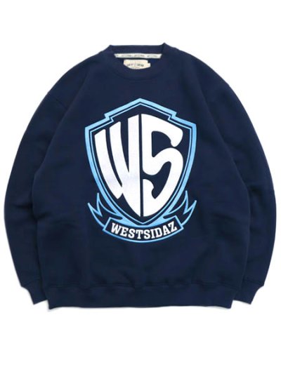 画像1: 【送料無料】WEST WEAR WS EMBROIDERY LOGO CREWNECK NAVY/WHITE