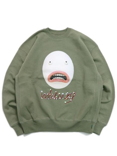 画像1: 【送料無料】WHIMSY SOCKS SHY INTERNET USER CREWNECK OLIVE