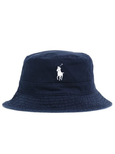 画像1: 【送料無料】POLO RALPH LAUREN REVERSIBLE CHINO INDIGO LINEN BUCKET HAT