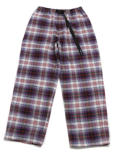 画像1: 【送料無料】MANASTASH WASHED PLAID STRING PANTS PURPLE