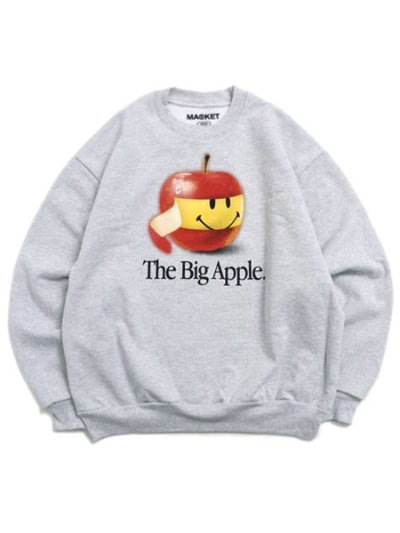 画像1: 【送料無料】MARKET SMILEY BIG APPLE CREWNECK ASH HEATHER