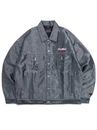 画像1: 【送料無料】FUBU METALLIC DENIM JACKET SILVER