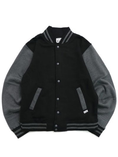 画像1: PRO CLUB FLEECE BASEBALL JACKET-BLACK/CHARCOAL