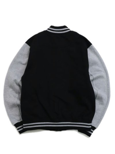 画像2: PRO CLUB FLEECE BASEBALL JACKET-BLACK/HEATHER GRY