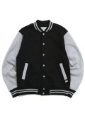 PRO CLUB FLEECE BASEBALL JACKET-BLACK/HEATHER GRY