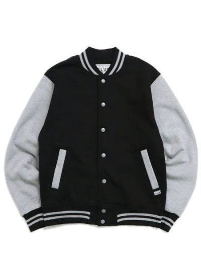 画像1: PRO CLUB FLEECE BASEBALL JACKET-BLACK/HEATHER GRY