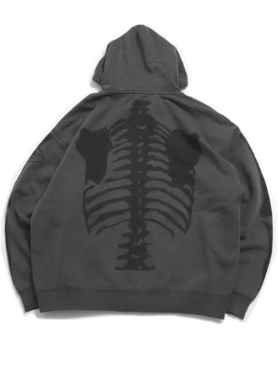 画像2: 【送料無料】VANSON PIGMENT DYED BONE ZIP UP HOODIE BLK/BLK