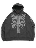 【送料無料】VANSON PIGMENT DYED BONE ZIP UP HOODIE BLK/WHT