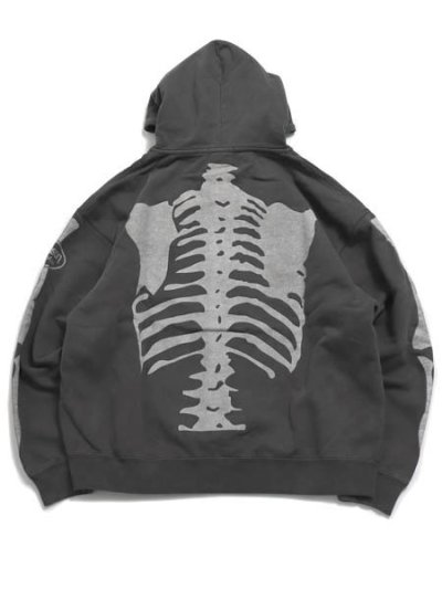 画像2: 【送料無料】VANSON PIGMENT DYED BONE ZIP UP HOODIE BLK/WHT