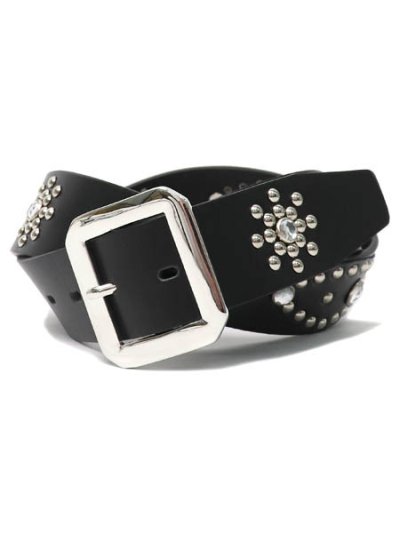 画像1: RAISE8 APPAREL FLOWER STUDS BELT BLACK/SILVER