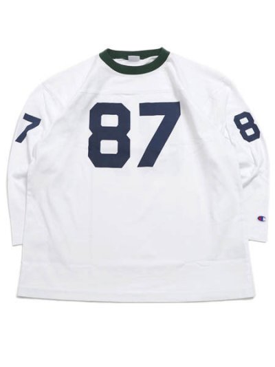 画像1: CHAMPION 3/4 SLEEVE FOOTBALL TEE-WHITE