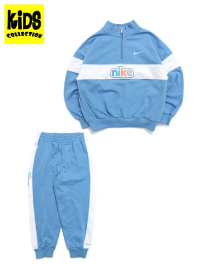 画像1: 【KIDS】NIKE KIDS B E1D1 1/4 ZIP PANT SET-BLUE BEYOND