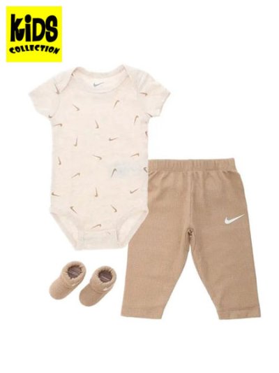 画像1: 【KIDS】NIKE BABY 3PK BODYSUIT & WAFFLE PANT-HEMP