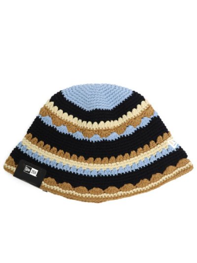 画像1: NEW ERA CROCHET KNIT BUCKET TSD BORDER BLUE