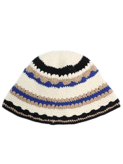 画像2: NEW ERA CROCHET KNIT BUCKET TSD BORDER IVORY