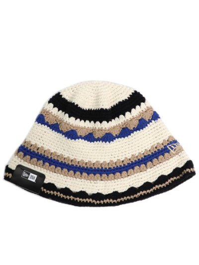 画像1: NEW ERA CROCHET KNIT BUCKET TSD BORDER IVORY