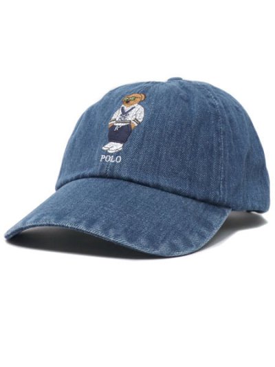 画像1: 【送料無料】POLO RALPH LAUREN HERITAGE ICON BEAR DENIM SPORT CAP