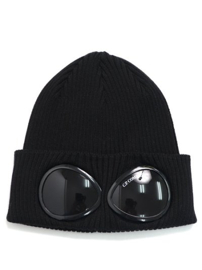 画像1: 【送料無料】C.P.COMPANY COTTON GOGGLE BEANIE BLACK