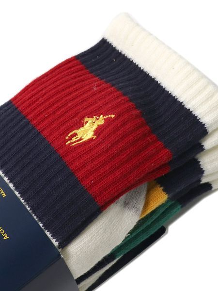 POLO RALPH LAUREN VINTAGE STRIPE CREW 3PK SOCKS - FIVESTAR