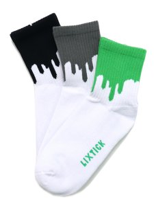 画像1: LIXTICK DRIP SOCKS 3PACK 1ST GREEN/GREY/BLACK (1)