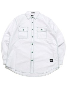 画像1: MANASTASH POINT COL WORK SHIRTS WHITE (1)