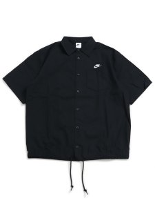 画像1: NIKE CLUB OXFORD BOTTON UP S/S TOP-BLK/WHT (1)