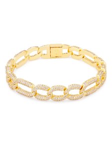 画像1: 【送料無料】KING ICE 10MM ICED FIGARO 8" GOLD BRACELET (1)