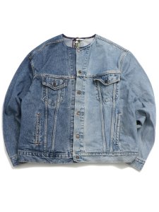 画像1: 【送料無料】SUNNY SIDE UP REMAKE 2FOR1 NO COLLAR DENIM JACKET (1)