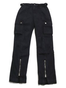 画像1: 【送料無料】mnml FRONT ZIP FLARE CARGO PANTS BLACK (1)