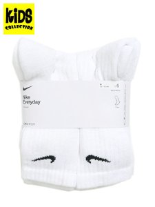 画像1: 【KIDS】NIKE JUNIOR EVERYDY CUSH CREW 6PR-WHITE/BLACK (1)