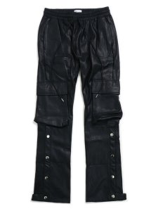 画像1: 【送料無料】EPTM. FAUX LEATHER SNAP FLARE PANT-BLACK (1)