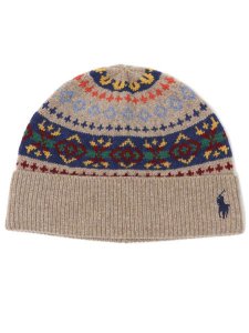 画像1: 【送料無料】POLO RALPH LAUREN FAIRISLE WOOL BLEND KNIT BEANIE (1)