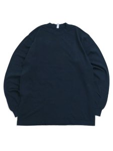 画像1: LOS ANGELES APPAREL 6.5oz GARMENT DYED CREW L/S TEE-NAVY (1)