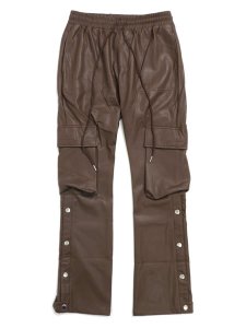 画像1: 【送料無料】EPTM. FAUX LEATHER SNAP FLARE PANT-BROWN (1)