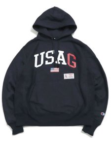 画像1: 【送料無料】ACAPULCO GOLD USAG HOODED SWEATSHIRT NAVY (1)